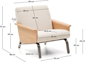 Beżowy fotel z tkaniny szenilowej Amsen – Kave Home