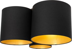 Lampa sufitowa czarna ze złotym wnętrzem 3-światłowa - Multidrum