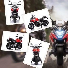 AIYAPLAY Motocykl Elektryczny dla Dzieci, Honda, 3 km/h, Muzyka i Światło, 3-6 Lat, do 30 kg, Czerwony