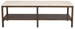Brązowo-beżowy stolik z kamiennym blatem 140x60 cm Orwel – Rowico