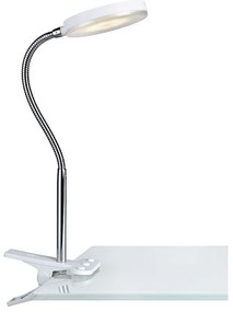 Biała lampa stołowa LED z klipsem Markslöjd Flex