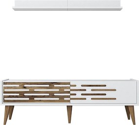 Nowoczesna szafka pod telewizor – szerokość 140 cm – biała – melamina