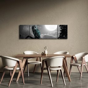 Obraz - Nocna sowa, niebieski (170x50 cm)