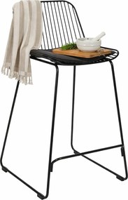 Czarny loftowy hoker barowy z oparciem R9-A11