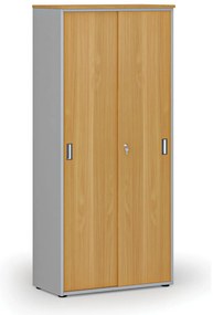 Szafa z drzwiami przesuwnymi PRIMO GRAY, 800 x 420 x 1781 mm, szary/buk