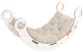 Biało-beżowa huśtawka z litego drewna sosnowego 39x75x38 cm Montessori – Meowbaby