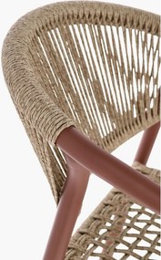 Czerwono-naturalne metalowe krzesło ogrodowe Canarias – Bizzotto