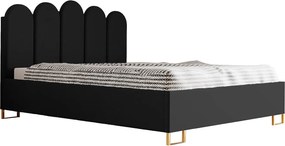 Łóżko tapicerowane MALAGA, wezgłowie, obicie KRONOS, pojemnik na pościel, podnośnik gazowy, wysokość spania 39 cm, 120x200 cm, Niebieski