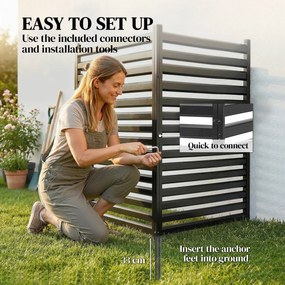 Outsunny Płot ogrodowy 2 panele 91 x 152 cm metalowy płot ochronny z słupkami i kapturkami, odporny na rdzę, czarny | Aosom PL