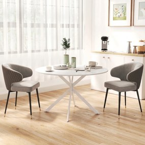 HOMCOM Okrągły stół jadalniany dla 4 osób, stół kuchenny w stylu industrialnym ze stalowymi nogami, do jadalni, kuchni, biały | Aosom PL