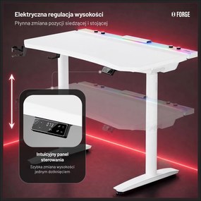 Elektryczne biurko dla graczy RGB Diablo X-Forge, 140x70 cm, białe