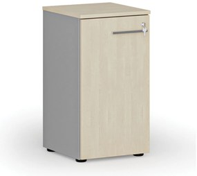 Szafa biurowa niska z drzwiami PRIMO GRAY, 400 x 420 x 740 mm, szary/brzoza