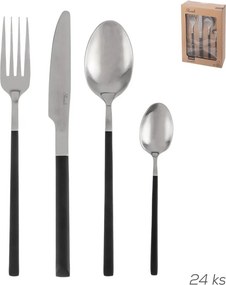 Sztućce ze stali nierdzewnej w czarno-srebrnym kolorze 24 szt. Skandi – Orion