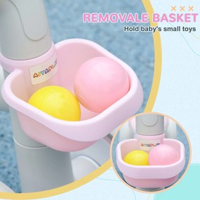 AIYAPLAY Rowerek Biegowy z Regulowanym Siedziskiem i Cichymi Kółkami, 56x27x39 cm, Różowy/Biały