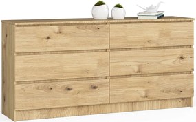 Komoda AKORD K160 Dąb Artisan 160 cm 6 szuflad kolor Dąb Artisan mat 160x40x77 cm