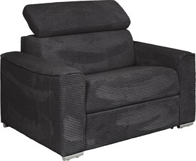 Fotel rozkładany typu express z szarego sztruksu - pow. spania na szerokich listwach 70 cm - Materac 18 cm VIZIR