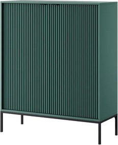 Cubero komoda wysoka 2-drzwiowa 140 cm nowoczesna z ryflowanymi frontami i metalowymi nogami