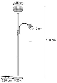 Designerska lampa podłogowa czarna z przydymionym szkłem 2-źródła światła - BriannaDesignerski Oswietlenie wewnetrzne