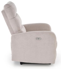 Fotel wypoczynkowy elektryczny rozkładany z masażerem beżowy CARINIO