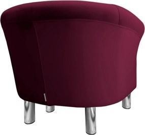 Fotel Milo tkanina Welur wygodny fotel tapicerowany do salonu i sypialni : Kolor nogi - Chrom, Kolor tkaniny - VELVET - MG02, Wysokość nogi - 15 cm