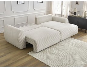 Kremowy sztruksowy rozkładany narożnik (prawostronny) Lucien – Bobochic Paris