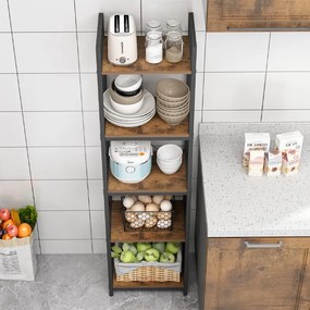 Szafka magazynowa w stylu industrialnym – 154 x 40 x 30 cm, 5 półek, styl loftowy, MDF i metal