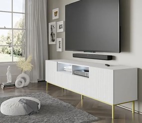 Biała szafka rtv z lamelami 200 cm - Melis 11X