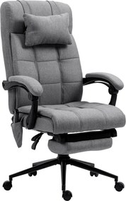 Vinsetto Ergonomiczny fotel biurowy z funkcją masażu regulowany Regulowane siedzisko Regulowany podnóżek Szary | Aosom PL