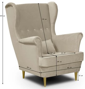 Fotel skandynawski Uszak Golden Zielony