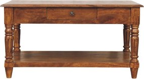 Artisan Furniture Stolik kawowy z 2 szufladami i toczonymi nogami z drewna kasztanowego