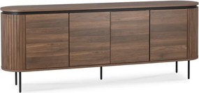 Komoda do Salonu BECK 200 cm Orzech Czterodrzwiowa Ryflowana Nowoczesna