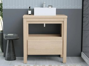 Szafka łazienkowa pod umywalkę stojącą - Okleina dębowa - 80 cm - COSMOTI