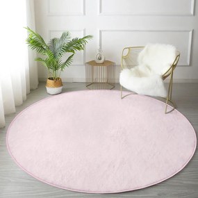 Jasnoróżowy okrągły dywan odpowiedni do prania i robotów sprzątających ø 120 cm Comfort – Mila Home