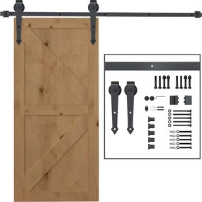 HOMCOM Kompletny zestaw okuć do drzwi przesuwnych, metal, 200 cm, max. 100 kg, Brązowy