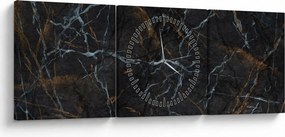 Obraz - Czarny marmur (z zegarem) (90x30 cm)