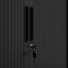 Metalowa szafa biurowa z roletą DAMIAN, 900 x 1850 x 450 mm, czarna