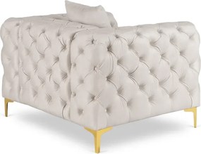 Fotel Wypoczynkowy SORRENTO 1S Kremowy Welurowy Glamour