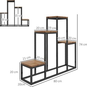 Outsunny Regał na kwiaty, 4 poziomy, wnętrze i zewnątrz, metalowa rama, 80 x 20 x 74 cm