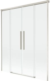Mexen Rox parawan nawannowy 2-skrzydłowy rozsuwany 160 x 150 cm, transparent, nikiel szczotkowany - 8C9-160-002-97-00