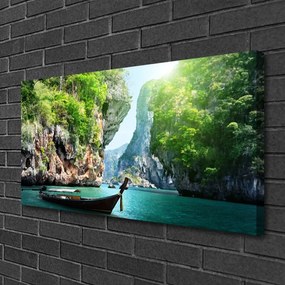 Obraz na płótnie Łódka na Górskim Jeziorze