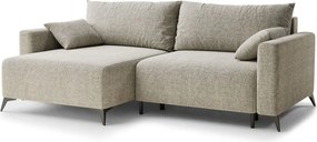 Beżowy rozkładany/ze schowkiem narożnik z tkaniny szenilowej (lewostronny/z szezlongiem) Leon – Maison de Rêve