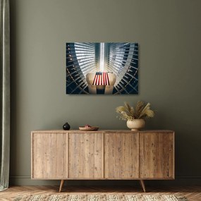 Obraz na szkle - budynek z flagą USA (70x50 cm)