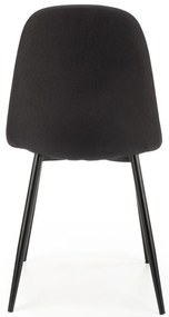 Krzesło czarne tapicerowane, tkaniną, na czarnych nogach K449