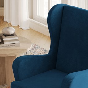 Fotel VOGERA do Salonu WYGODNY, Styl Nowoczesny, Tkanina welurowa Monolith, Niebieski