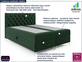 Ciemnozielone tapicerowane welurem łóżko 5 rozmiarów - Lunavello 4X