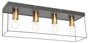 Minimalistyczna lampa sufitowa czarna ze złotem 4-światłowa - Kodi Nowoczesny Oswietlenie wewnetrzne