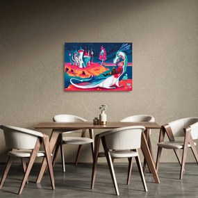 Obraz na szkle - Książę i smocza księżniczka (70x50 cm)