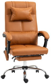 Vinsetto Fotel biurowy z masażem ergonomiczny regulowany jasnobrązowy wygodny do pracy | Aosom PL