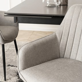 Krzesło Tapicerowane do Salonu MALAGA Szare Nowoczesne