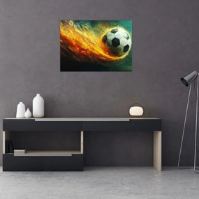 Obraz na szkle - Piłka nożna w locie (70x50 cm)